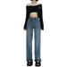 Women's High Waist Wide Leg Jeans - Winter Fleece Lined Flowy Straight Pants With Stretchy Comfort For Casual & Chic Outfits_mkmklike.com