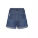 Women's Clothing Summer New Straight Slim Fit Worn Hem Denim Shorts_mkmklike.com