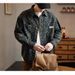 Denim Jacket Men's Plus Size Trendy Brand Spring And Autumn New Washed Jacquard Lapel Casual Shirt_mkmklike.com