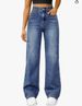 Women's Relaxed Straight-Leg Jeans - High Stretch Cotton-Polyester Blend (S-XXL, Gray/Navy/Light Blue/Black/Space Gray, Distressed Wash)_mkmklike.com