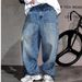 Men's Clothing 2025 Spring New Style Street Heavy Washed Ripped Jeans Men's Design Collection Bright Line Stitching Bag Pants_mkmklike.com