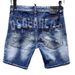 D2 Men's Denim Shorts Five-Point Mid-Length Laser Watermark Original Open Front International Station Stretch_mkmklike.com