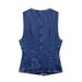 Women's Clothing New French Slim Denim Sleeveless Round Neck Vest Vest_mkmklike.com