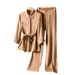 Women's Clothing silk suit women's new style casual fashion mulberry silk top pants two piece suit khaki_mkmklike.com