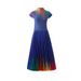 Women's Clothing rainbow print short sleeved loose skirt women's two piece suit_mkmklike.com