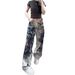 Unisex Distressed Graffiti Jeans – High Street Loose Straight Leg Denim Pants (Blue/Black/Light Gray, Cotton, S-XXXL)_mkmklike.com
