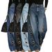 Women's Loose Fit Denim Jeans With Metal Grommet Details - Vintage Washed Blue & Black High-Rise Wide Leg Trousers For Casual Style_mkmklike.com