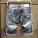 Men's Clothing Sanli Dadi Summer Light Color Hole Denim Shorts Men's Loose Five Point Pants Men's Style Trendy Brand Split Pants_mkmklike.com