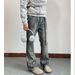 Men's Loose Straight Leg Trendy All Match Trousers Trendy Brand Paint Splash Ink Large Size Straight Jeans_mkmklike.com
