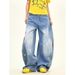 "Women's Dopamine Star Wash Denim Jeans – 90s Vintage Baggy Wide-Leg Pants (Retro Streetwear, Soft Stretch, High Waist)"_mkmklike.com