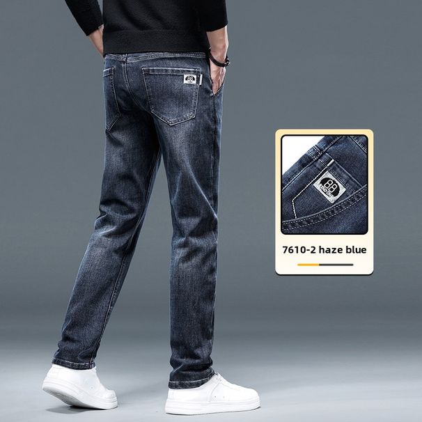 Straight Slim Jeans Men's Elastic Casual Pants Men's_mkmklike.com