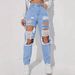 Women's Clothing Trendy Distressed Ripped Jeans For Women Washed Straight Leg Ladies Trousers_mkmklike.com