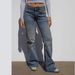 Women's Flared Stretch Jeans – Vintage Washed Denim Pants With Low-Rise Fit & Functional Pockets ( Light Blue/Y2K Revival Style)_mkmklike.com