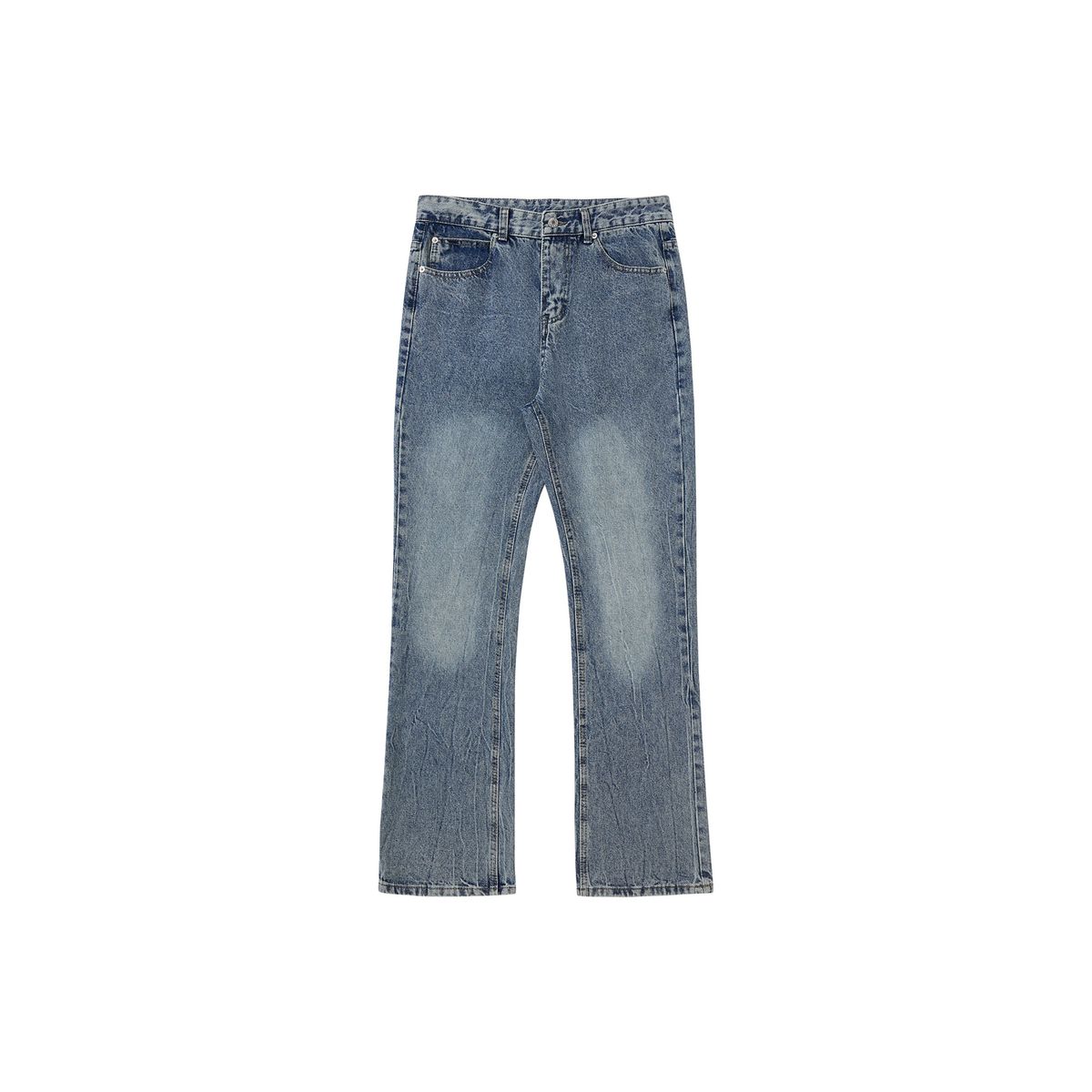 Men's Clothing Cleanfit Ripple Blue Cow Must Have Ripple Washed Lightning Pattern Flared Jeans Bootcut Trousers Men_mkmklike.com