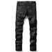 2021 Autumn Fashion Design Printed Black Stretch Jeans Men's High-end Brand Personality Casual Trendy Long Pants_mkmklike.com