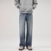 LKTM Retro Washed Wide Leg Jeans Midweight Polyester Loose Straight Leg Pants for Men And Women Trendy Versatile Blue Jeans_mkmklike.com