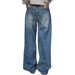 Men's Clothing Unisex Retro Studded Jeans High Street Style Loose Fit Straight Leg Casual Pants For Formal & Casual_mkmklike.com