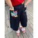 Women's Clothing Women's Retro Letter Print Capri Pants High Street Style Loose Fit Slimming Wide Leg Denim Summer Shorts_mkmklike.com