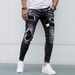 Men's Slim Fit Stretch Ripped Jeans With Cat Whisker Details - Distressed Denim Pants For Casual Wear (Blue)_mkmklike.com