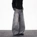 Men's Clothing Streetwear Distressed Denim Pants - Oversized Drop-Crotch Design, Acid Wash Grey, High Waist Baggy Jeans For Men (S-XXXL)_mkmklike.com