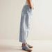 Women's Clothing Relaxed Tapered Cropped Jeans – Blue Striped Carrot Fit Denim Capri Pants (S-XXL, High Waist, Non-Stretch)_mkmklike.com