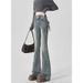 High-waisted And Slightly Pulled Jeans For Women's 2026 Summer Trend Versatile Bow Design Sense Slim-fitting And Thin Flared Trousers_mkmklike.com