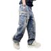 Unisex Washed Denim Jeans – Streetwear Clean Fit Straight Leg Baggy Pants (28-36, Vintage Blue)_mkmklike.com