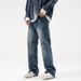 Men's Clothing Nostalgic Micro Flared Jeans Men's Autumn And Winter Retro Drape Washed Pants Loose Casual High Street Straight_mkmklike.com
