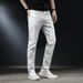 High End White Straight Leg Loose Fitting Long Trousers for Men Casual Stretchy Denim Perfect for Spring And Summer_mkmklike.com