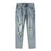 Men's High-End Slim Fit Ripped Cropped Jeans 2024 Trendy Brand Skinny Jeans for Summer Versatile_mkmklike.com