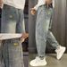 Men's Slim Tapered Jeans Lightweight Vintage Washed Denim for Spring And Summer Retro Relaxed Fit_mkmklike.com
