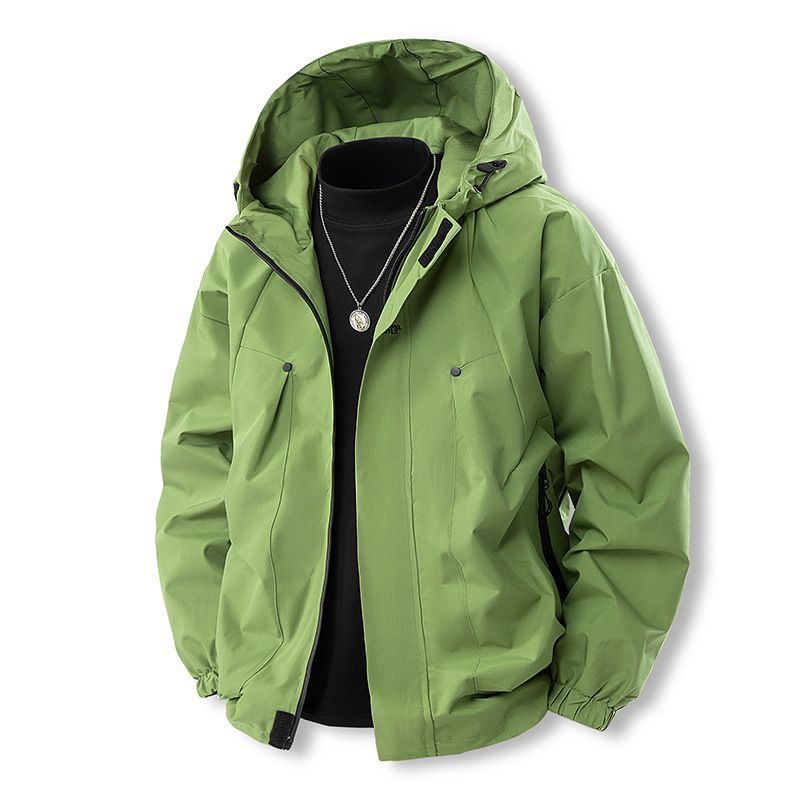Autumn Winter Hooded Solid Color Waterproof Jacket Women, Lightweight Windproof Coat For Men, Three-Proof Mountaineering_mkmklike.com