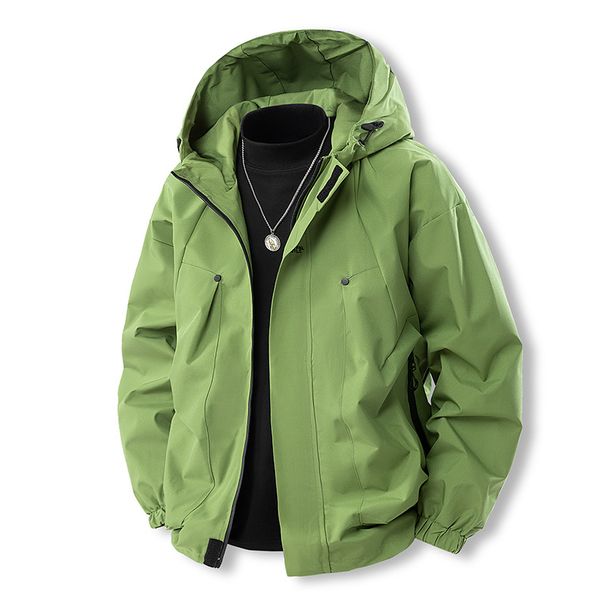 Autumn Winter Hooded Solid Color Waterproof Jacket Women, Lightweight Windproof Coat For Men, Three-Proof Mountaineering_mkmklike.com