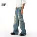 EF JEANS | 2025 Spring New European And American Style Hand-painted Graffiti Heavy Industry Multi-pocket Tooling Jeans Trendy Men_mkmklike.com