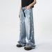Men's Clothing | 2025 Summer New Products American Street Graffiti Fun Straight Leg Mopping Jeans Trend_mkmklike.com