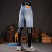 Men's Trendy Stylish Rhinestone Embroidered Denim Shorts Loose Casual Wide Leg Non-Stretch Five Point Pants_mkmklike.com