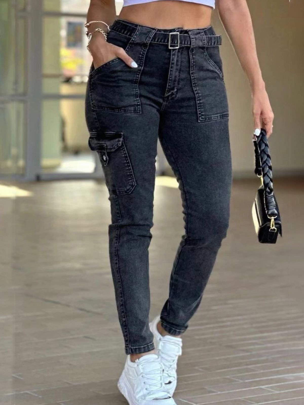 Women's Clothing Classic Sexy Tights Pants High Elastic Black Washed Workwear Jeans_mkmklike.com