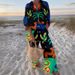 Women's Clothing Fashion Printed Leisure Vacation Style Suit _mkmklike.com