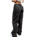 Vintage Washed Black-Gray Wide Leg Jeans For Women - High Waist Straight Denim Pants With Distressed Details (Xs-Xxl)_mkmklike.com