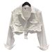 Women's White Denim Jacket Loose Fit Korean Style Short Top Spring Autumn New 2026_mkmklike.com