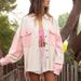 Women's Clothing Women's Casual Washed Denim Jacket Color Block Lapel Distressed Frayed Edges American Retro Style Spring Summer_mkmklike.com