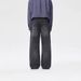Men's Relaxed Straight-Leg Jeans – Vintage Washed Black-Grey Denim Pants With Distressed Details (No Ironing Needed)_mkmklike.com