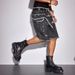 Men's European And American High Street Style Denim Shorts Rhinestone Embellished Retro Hip Hop Straight Leg Loose Double Waist Five Point_mkmklike.com