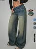 Hot Sale Elastic Waist Elastic Jeans Men's Couple Autumn And Winter Retro Street Casual Straight Wide Leg Pants_mkmklike.com