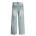 Punk Washed Jeans For Men, Distressed Loose Wide-Leg Pants, Light Color Straight-Leg Dad Pants_mkmklike.com
