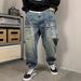 Spring And Autumn American Casual Ruffian Handsome Washed Retro Tooling Jeans Men's Straight Loose High Street Tapered Pants Tide_mkmklike.com