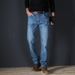Men's Straight Leg Slim Fit Jeans Mid Waist Stretch Business Pants Autumn/Winter Plus Size Black Blue Zipper Fly Cotton_mkmklike.com