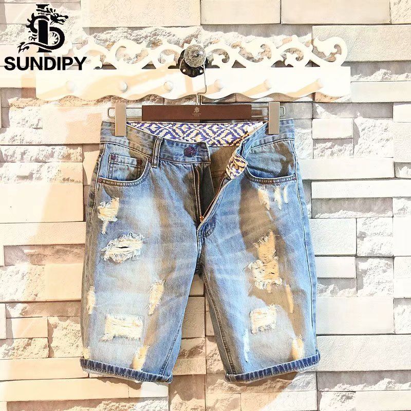 Men's Slim-Fit Denim Shorts – Korean-Style Washed Blue Summer Shorts With Tapered Cut & Lightweight Comfort_mkmklike.com