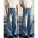 Men's Clothing Retro Denim Jeans Summer Wash Pleated Casual Loose Wide Leg Slimming Floor Length_mkmklike.com