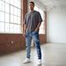 Men's Slim Straight Leg Denim Trousers High Street Retro Style Tie Dye Washed Meikeduo Shein Lightning Pattern_mkmklike.com
